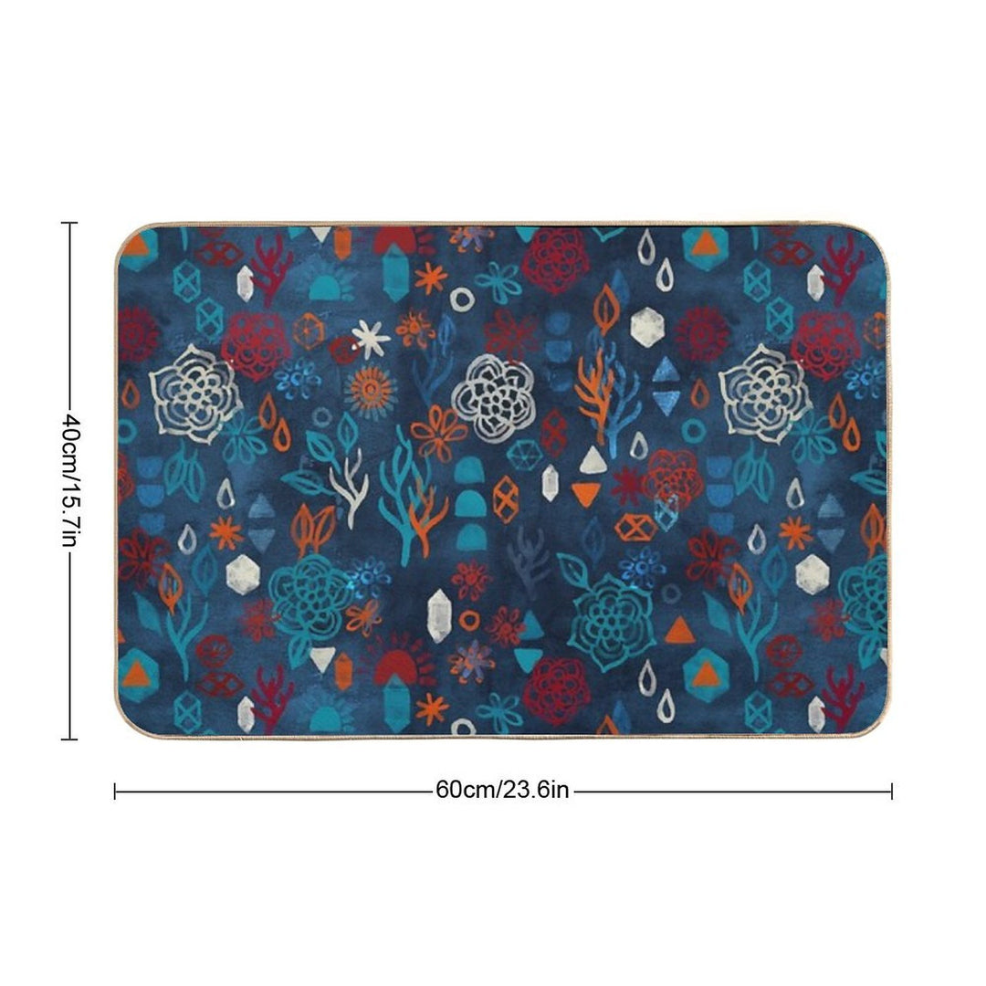 Earth, Water, Fire, Air - A Watercolor Pattern  Odorless Bath Mat