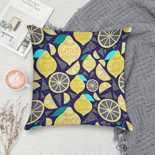 Bright Pattern of Lemons Soft Bedroom Essential Throw Pillow