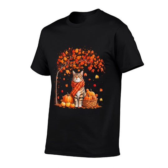 Hello Autumn Cat Fall Leaf Kitten Lover Thanksgiving Women  Affordable Price T-Shirt