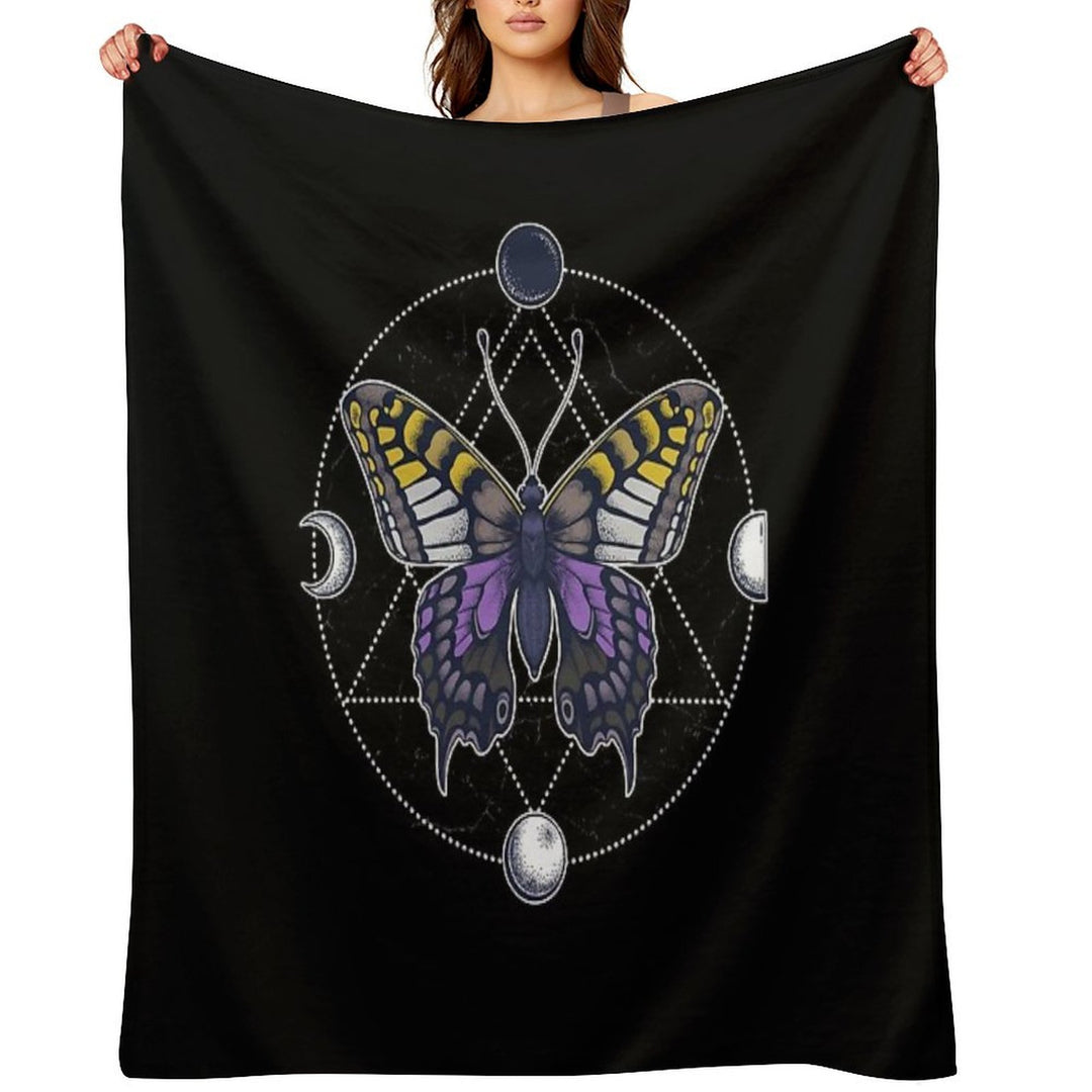 Nonbinary Butterfly Wrinkle-free Throw Blanket