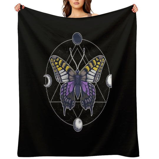 Nonbinary Butterfly Wrinkle-free Throw Blanket