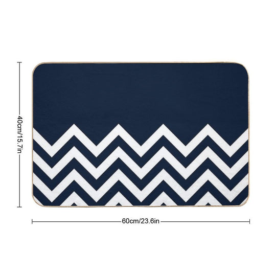 White And Navy Chevron Elegant Pattern  Multi-Purpose Bath Mat