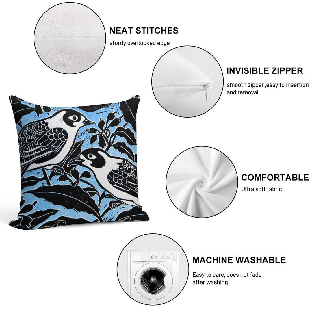 Blue Birds Soft Decorative Cover Throw Pillow