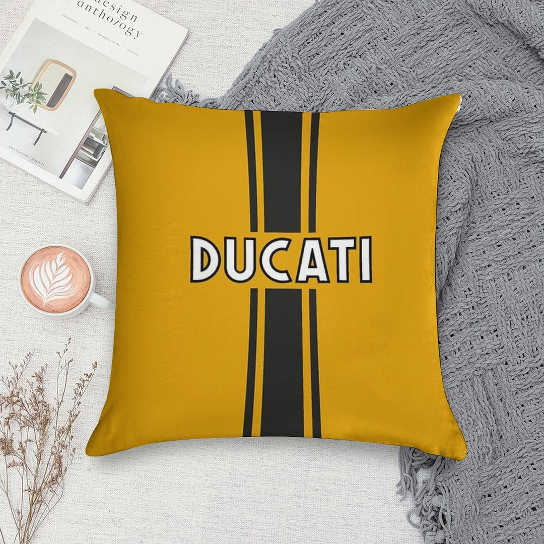 Retro Ducati Graphic Soft Reinforced Edging Throw Pillow