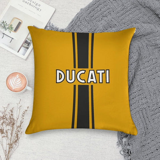 Retro Ducati Graphic Soft Reinforced Edging Throw Pillow