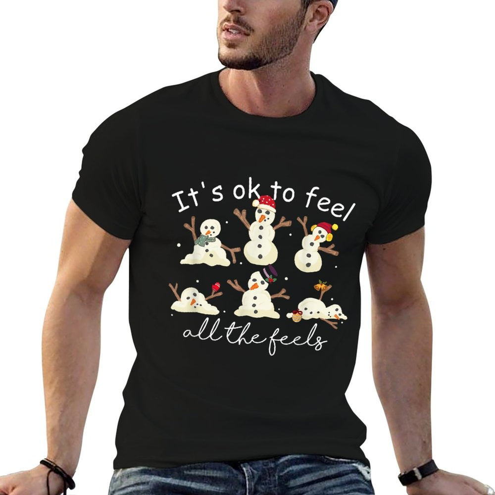 Its Ok To Feel All The Feels Mental Health Christmas  Polyester Blend T-Shirt