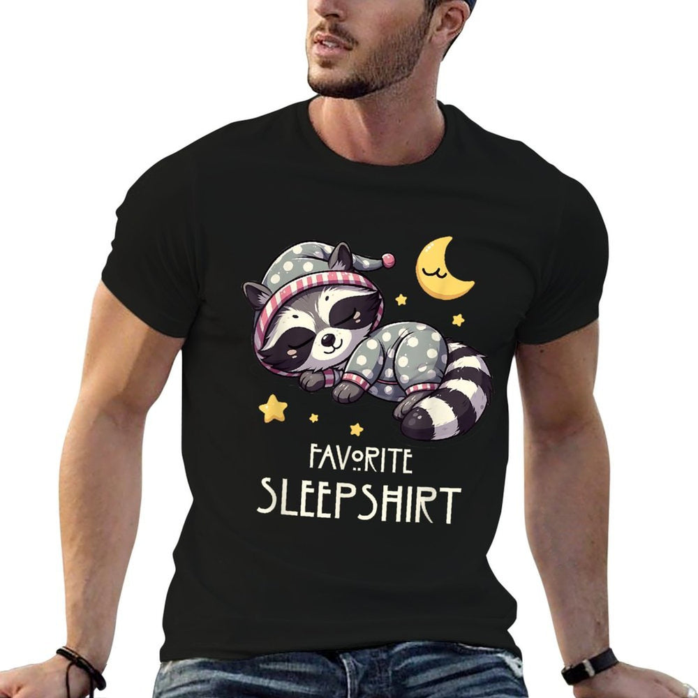 Favorite Sleep Racoon Napping Raccoon Pajama Meme  Fade-proof Color T-Shirt