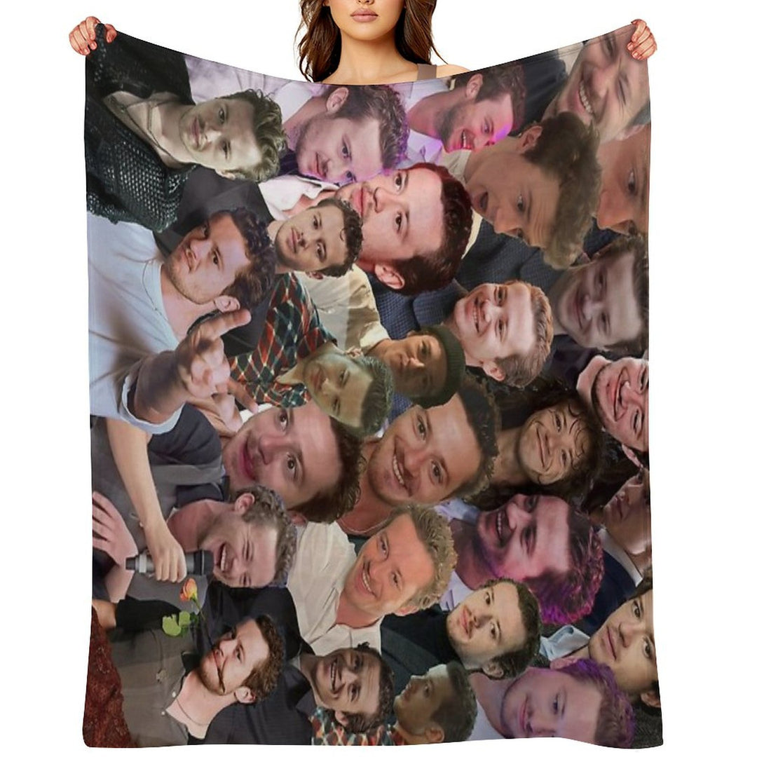 Joseph Quinn Photo Collage Sustainable Throw Blanket