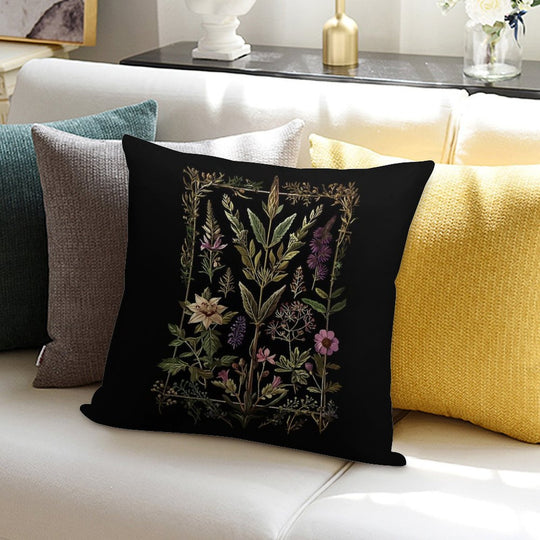 Dark Victorian Witch Herbs Soft Shrink-Resistant Throw Pillow