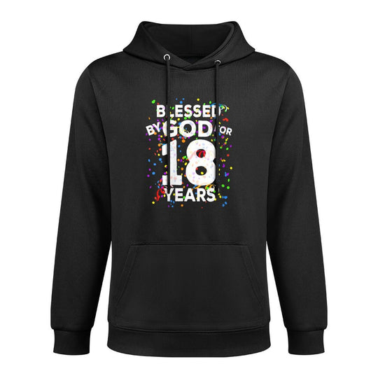 Womens Blessed By God For 18 Years Happy 18th Birthday Breathable Fabric Hoodie