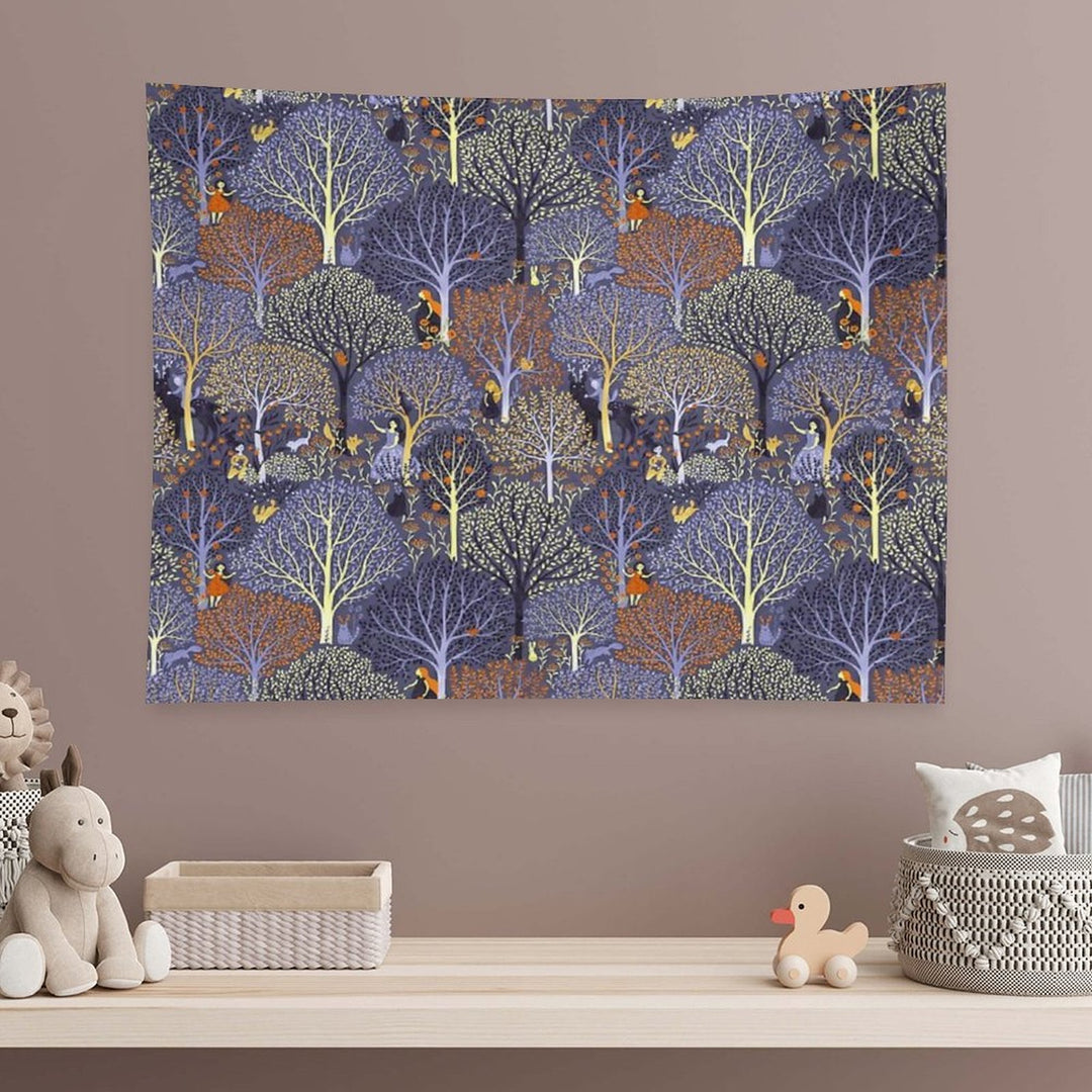 Magical Forest in Blue Tapestry