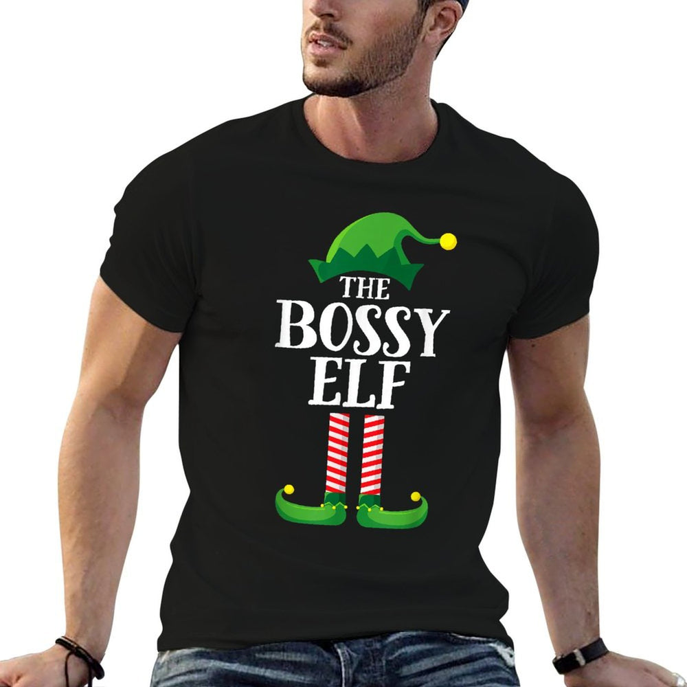 Bossy Elf Matching Family Group Christmas Party Pyjamas  Durable T-Shirt