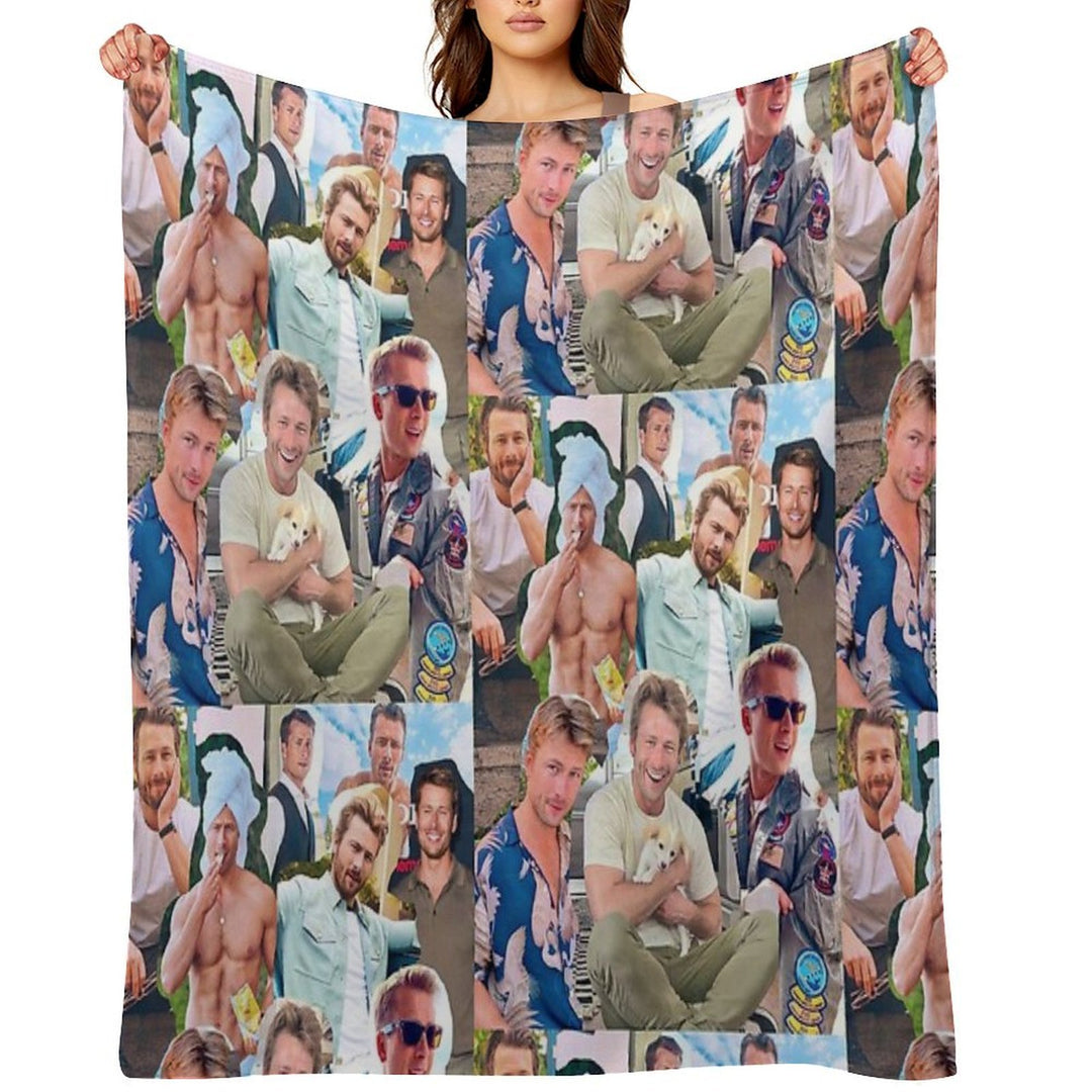 Glen Powell Photo Collage Gift-ready Throw Blanket