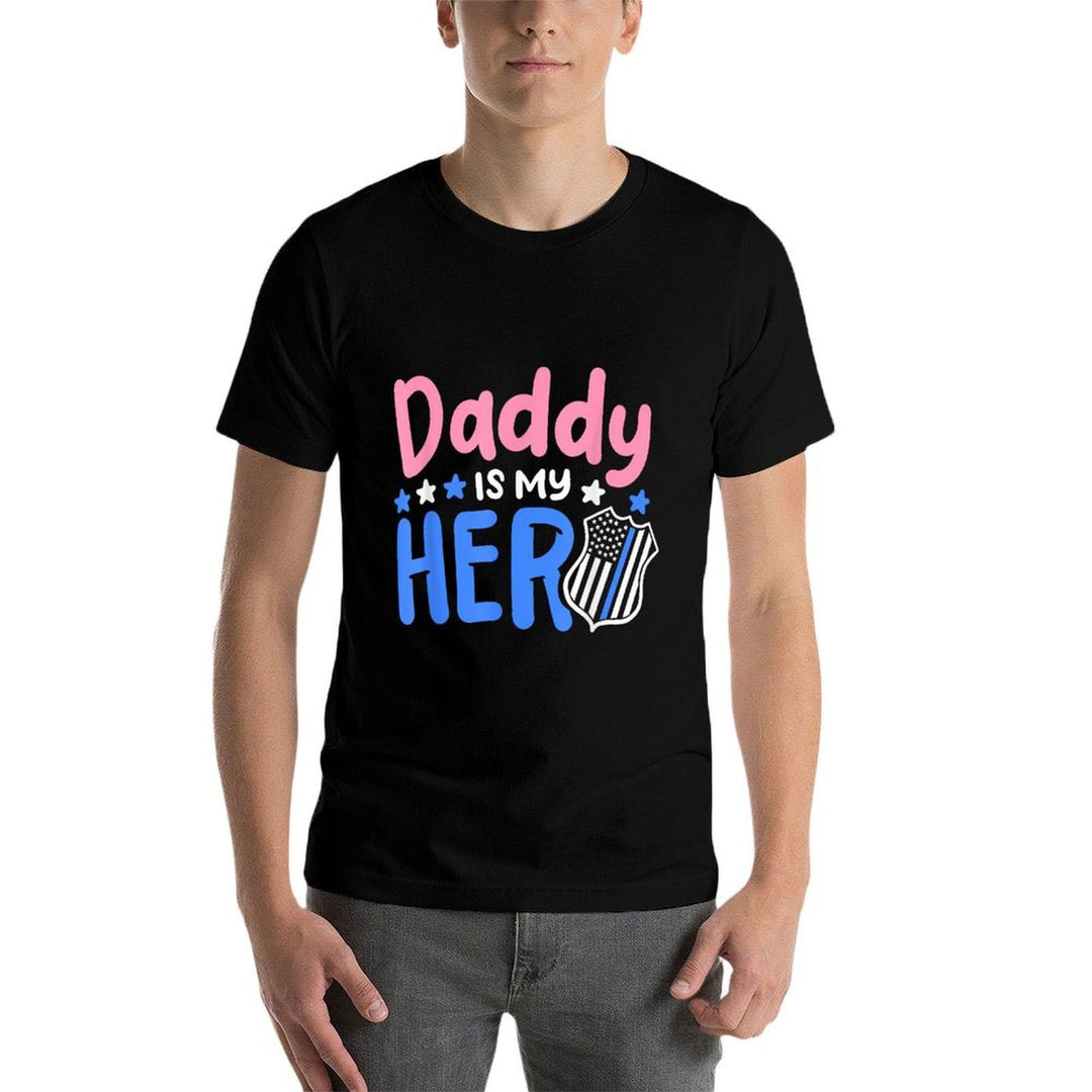 Daddy Is My Hero Cop Badge Blue Line Awesome Kids Girl  Trendy Pattern T-Shirt