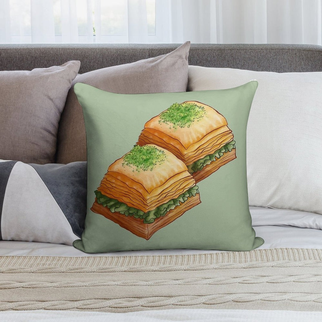 Pistachio Baklava Soft Luxury Feel Throw Pillow