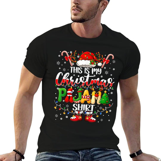 Funny This Is My Christmas Pajamas PJs Men Women Kid Family  Trendy Pattern T-Shirt
