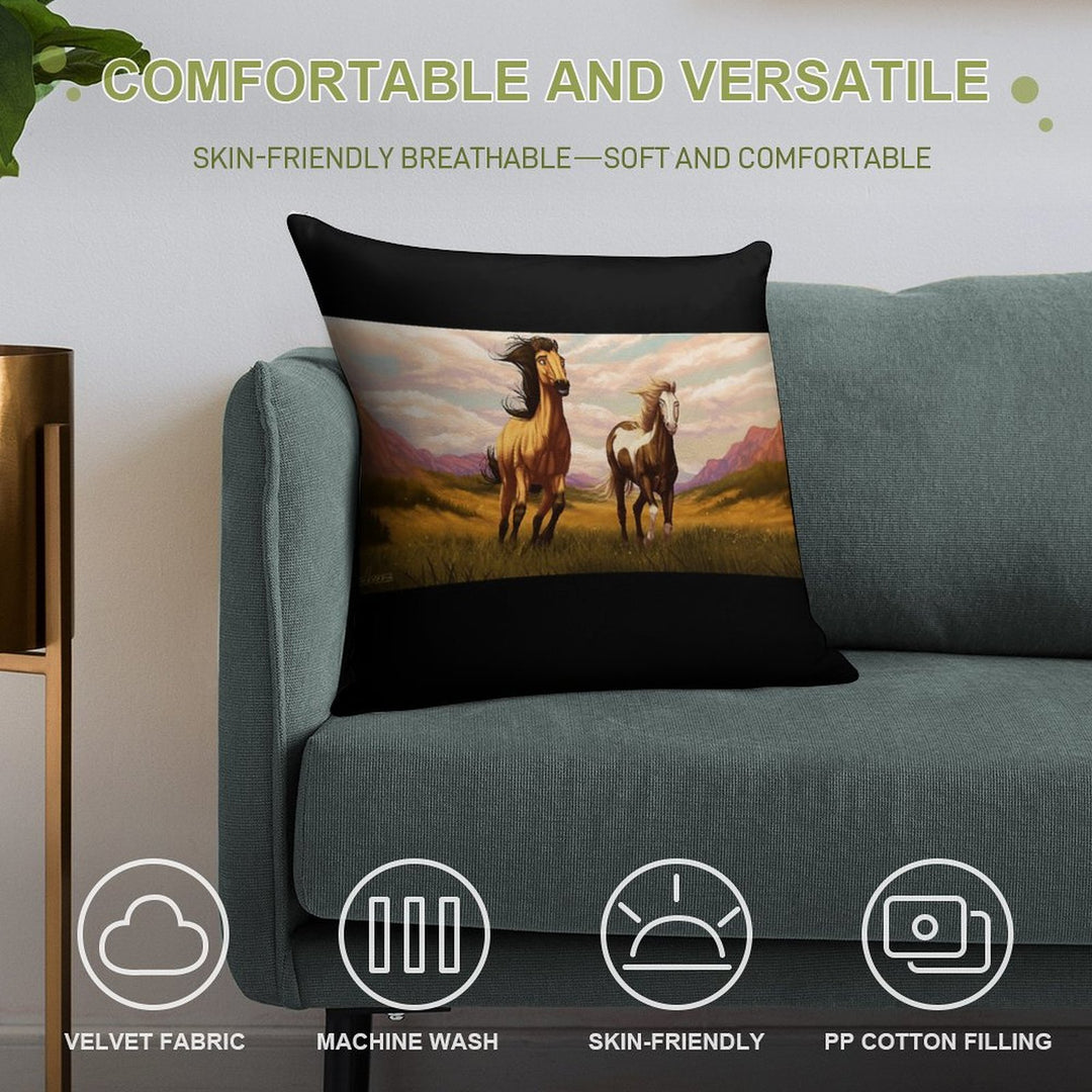 Spirit Stallion of The Cimarron Soft High-Density Material Throw Pillow