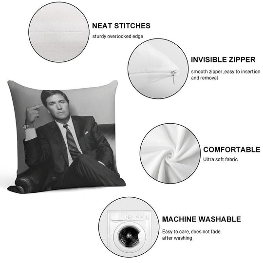 Tucker Carlson Middle Finger Soft Decorative Cover Throw Pillow