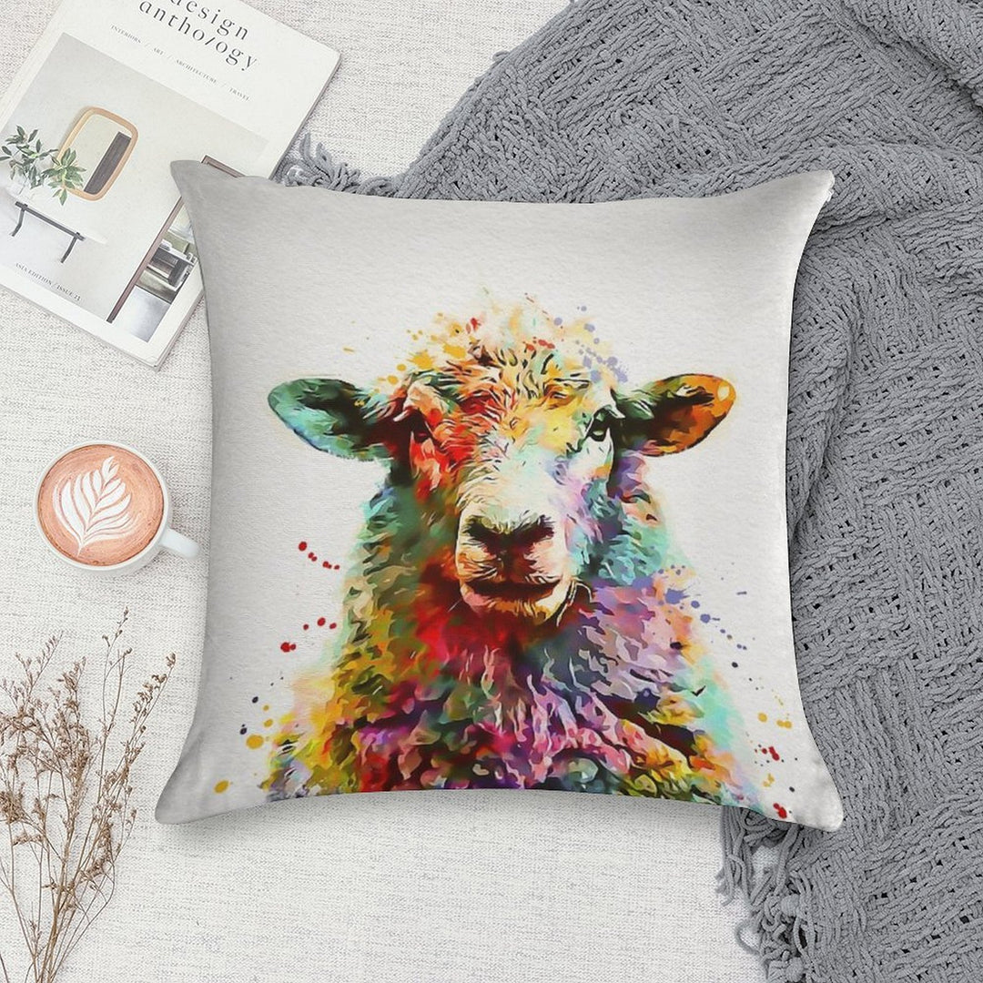 Sheep Watercolor Soft Hidden Zipper Throw Pillow