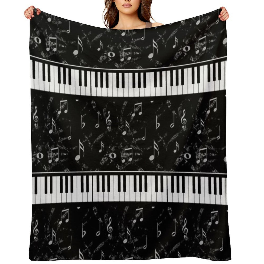 Black And White Piano Music Pattern Multi-functional Throw Blanket