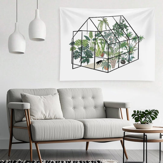 Greenhouse with Plants Tapestry
