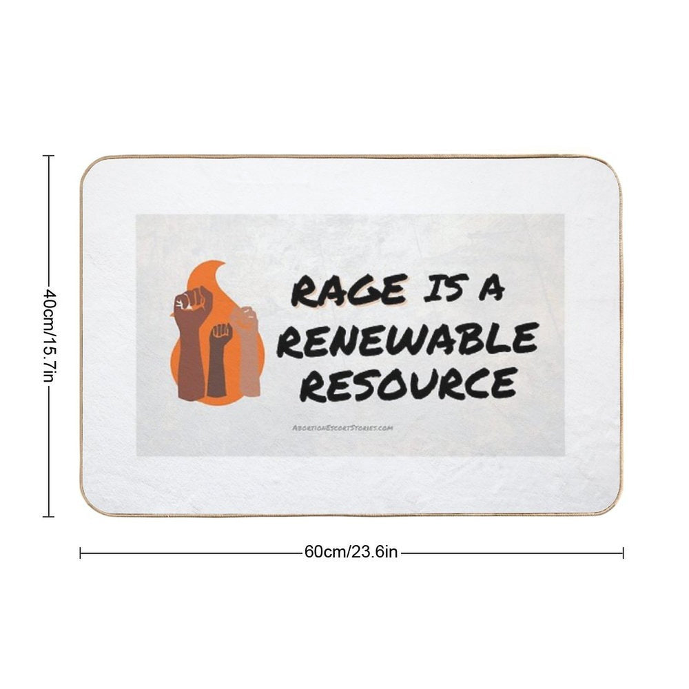 Rage Is A Renewable Resource – Flame And Fists Logo – Light Background Horizontal  Anti-Trip Bath Mat