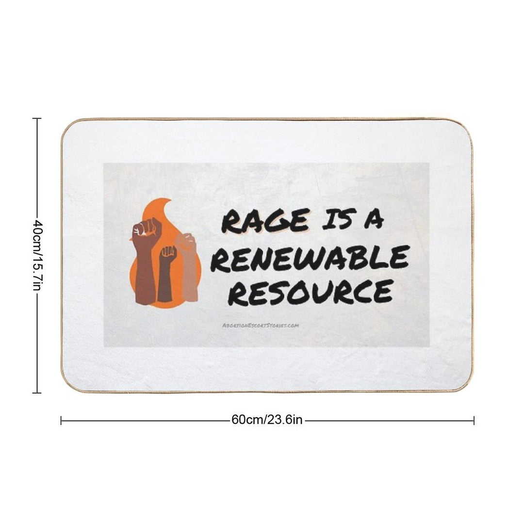 Rage Is A Renewable Resource – Flame And Fists Logo – Light Background Horizontal  Anti-Trip Bath Mat