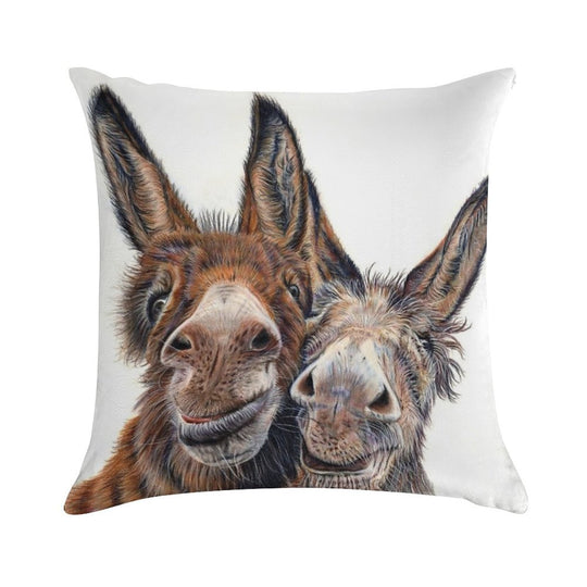 Donkeys - Hee Haw Soft Reinforced Edging Throw Pillow