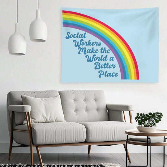 Social Work Rainbow Quote Tapestry