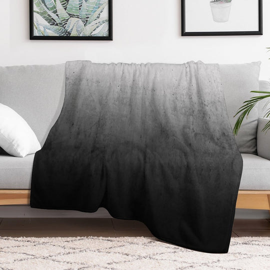Black Ombre on Concrete Texture Shrink-resistant Throw Blanket