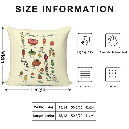 Tomato Varieties Spread Soft Decorative Cover Throw Pillow
