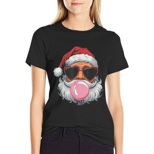 Retro Cute Santa Christmas Blowing Bubble Gum Vintage Girly  Soft T-Shirt