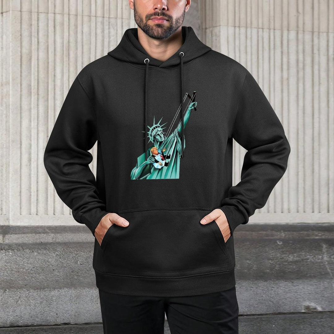 Statue of Liberty, Anti Trump, Funny Political Kangaroo Pocket Hoodie