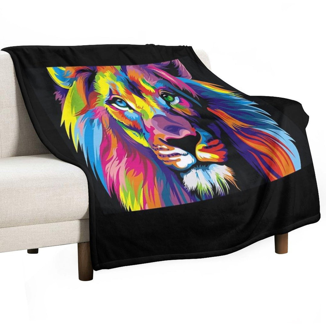 Banksy Rainbow Lion Graffiti Pop Art Painting Gift-ready Throw Blanket