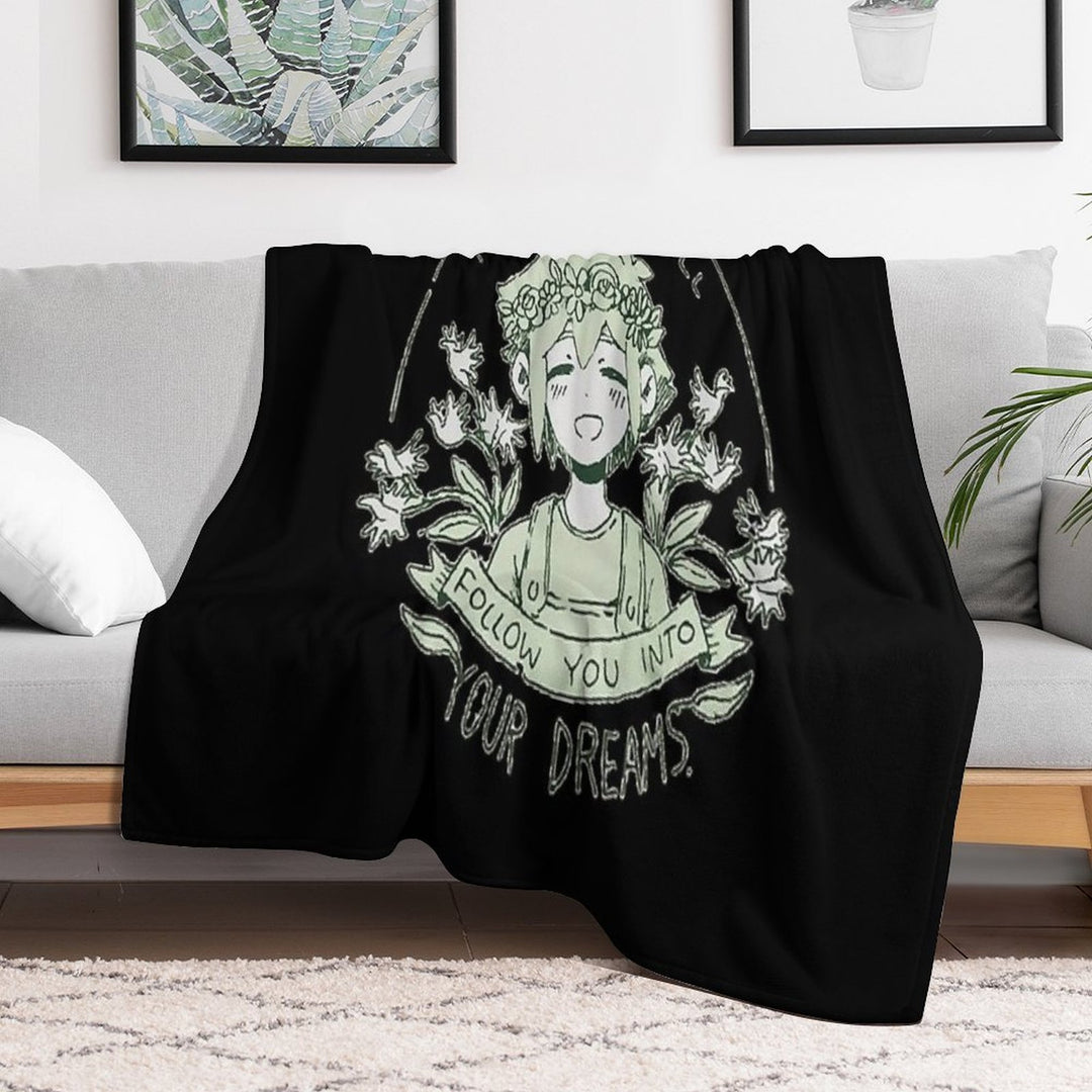 Omori My Thoughts Will Follow You Into Your Dreams Basil Travel-friendly Throw Blanket