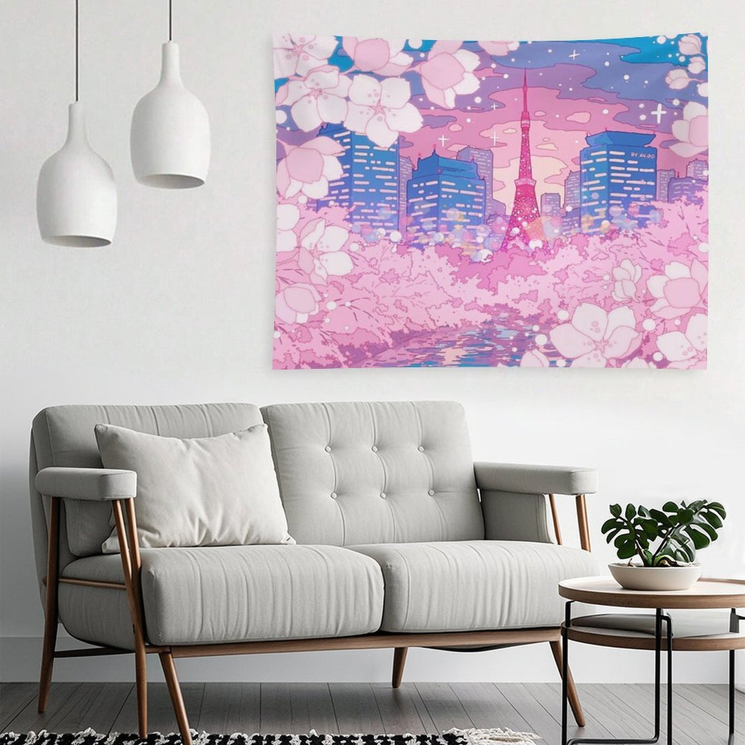 The Evening Tokyo Lake View Tapestry