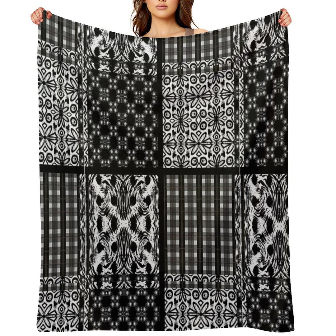 Mixed Black And White Pattern Comfort Throw Blanket