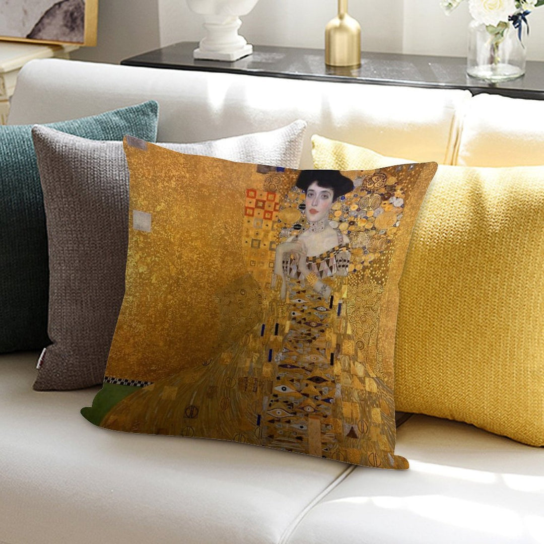 Gustav Klimt  Lady in Gold, Oil Paintings Soft Fade-Resistant Throw Pillow