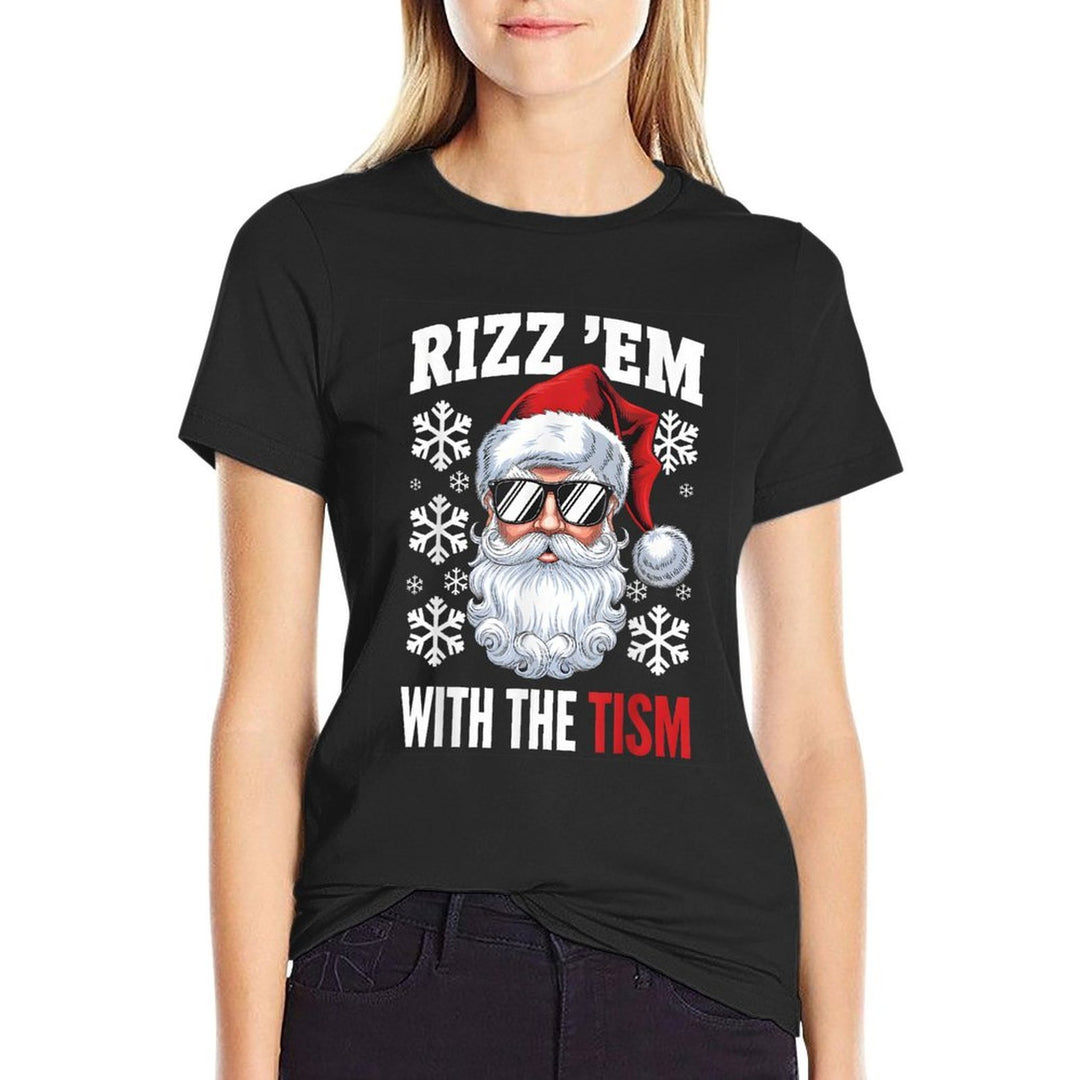 Funny Autism Rizz Em With The Tism Santa Christmas Autism  Heathered Texture T-Shirt