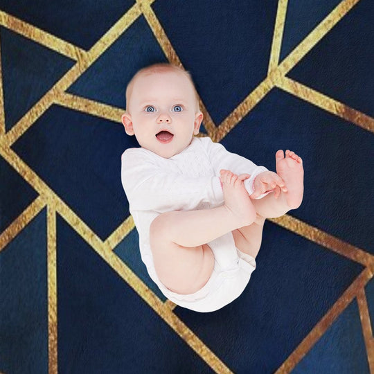 Navy Gold Stone Geometric Gift-ready Throw Blanket