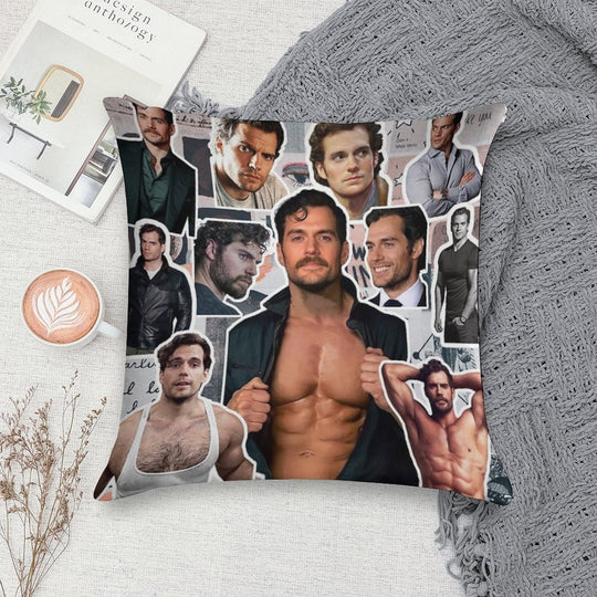 Henry Cavill Photo Collage Soft Multiple Sizes Throw Pillow