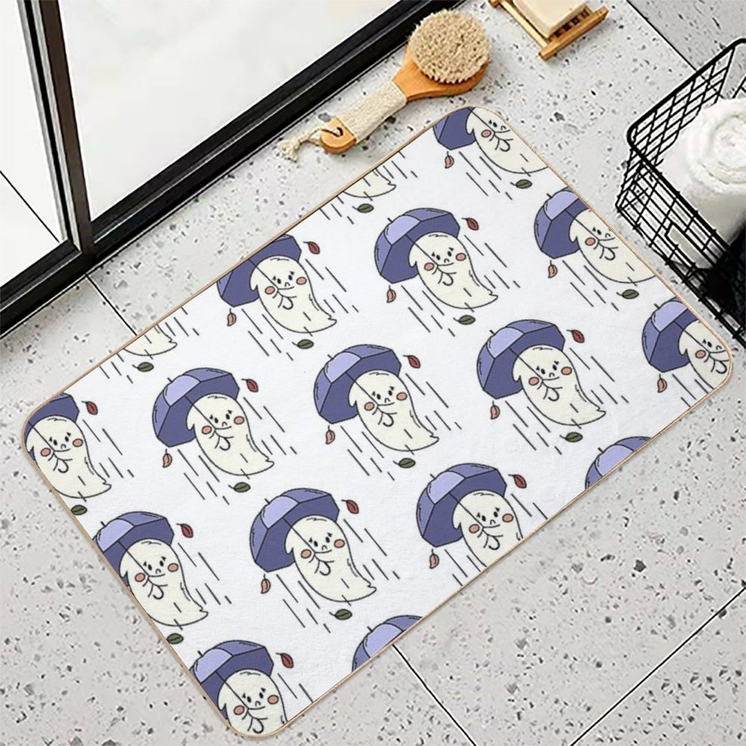 Sad Ghost with Umbrella  Eco-Friendly Bath Mat