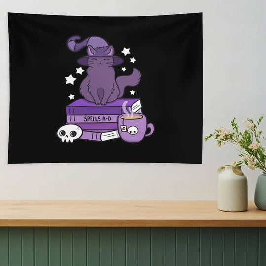 Feline Familiar 02  Black  Nikury Tapestry