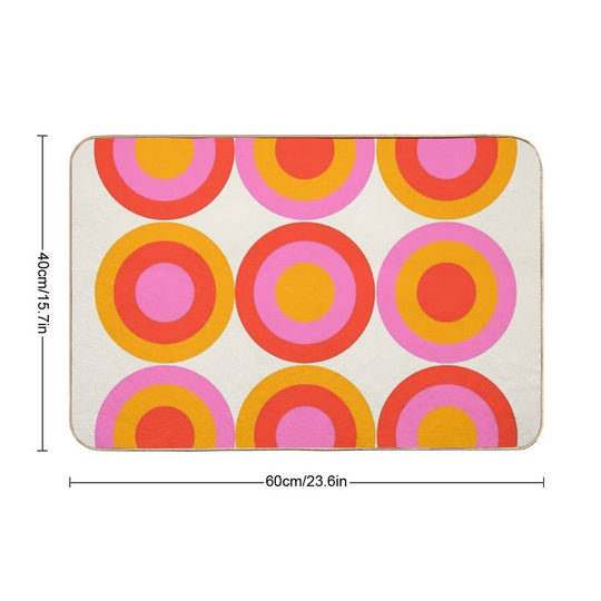 Bauhaus Circle Pattern Red Pink Orange  Easy Maintenance Bath Mat