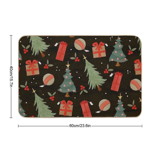 Jolly Holly Pattern  Fade-Resistant Bath Mat