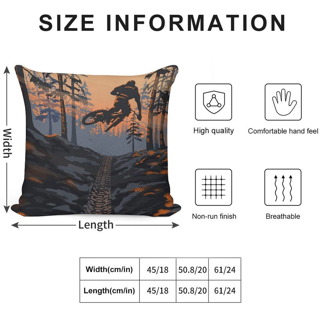 Retro Styled Mountain Biking Dirt Jumper Sunset Soft Warmth Comfort Throw Pillow