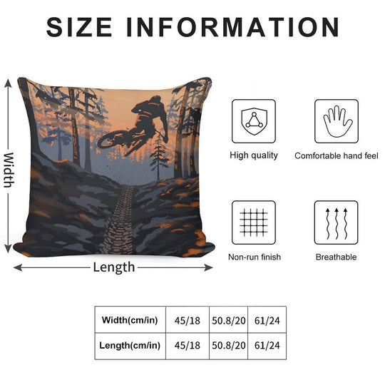 Retro Styled Mountain Biking Dirt Jumper Sunset Soft Warmth Comfort Throw Pillow