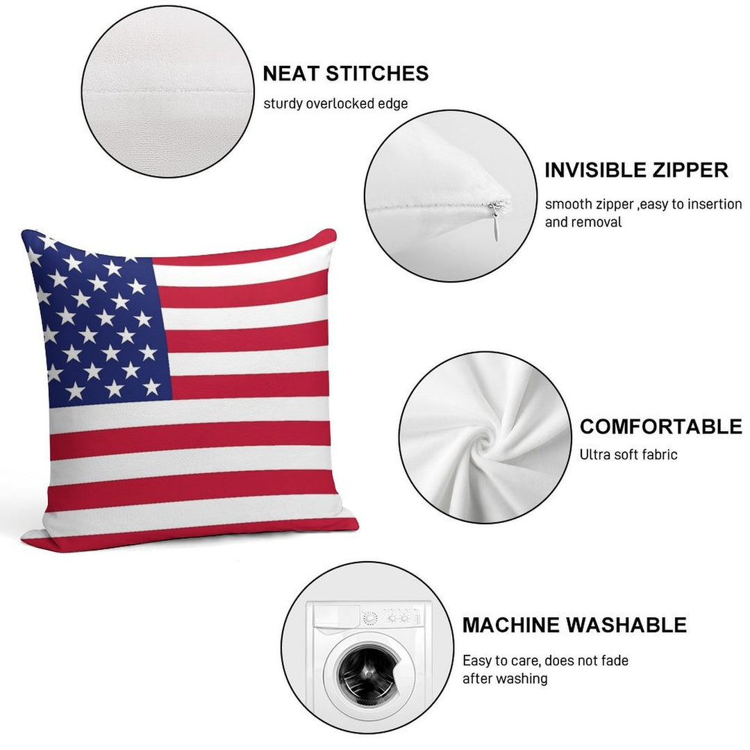 American Flag Soft Hidden Zipper Throw Pillow