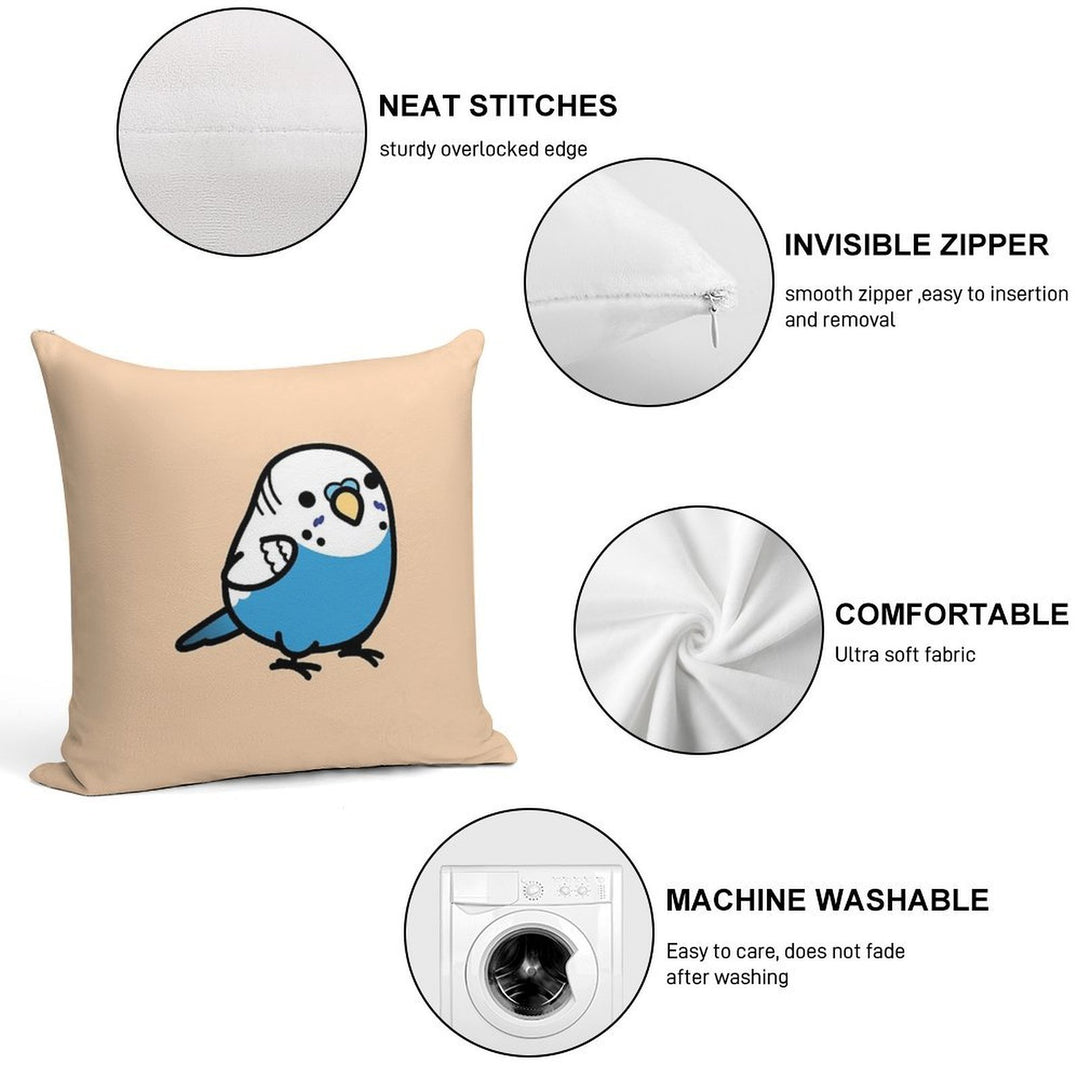 Chubby Blue Budgie - Male Soft Shrink-Resistant Throw Pillow