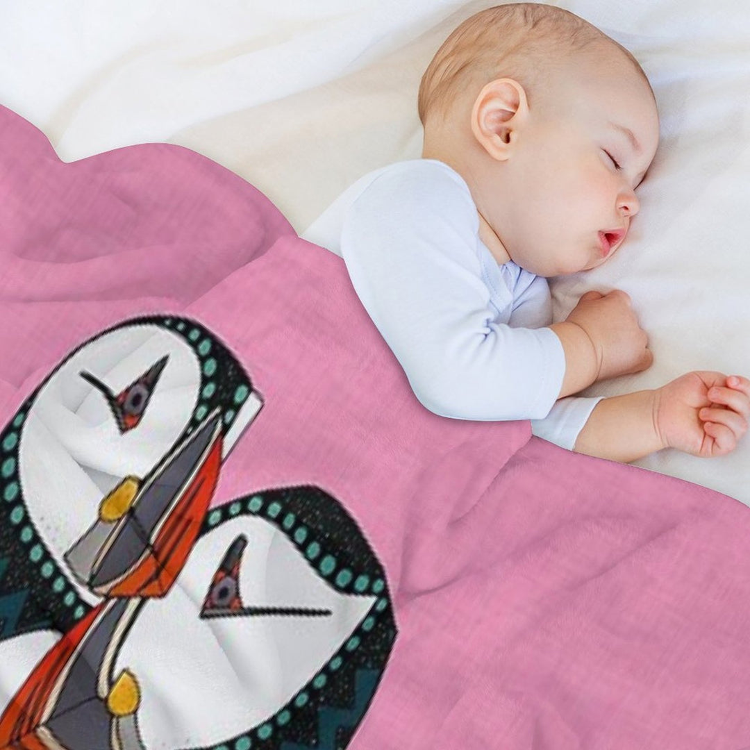 Puffin Pair Pink Quick-dry Throw Blanket